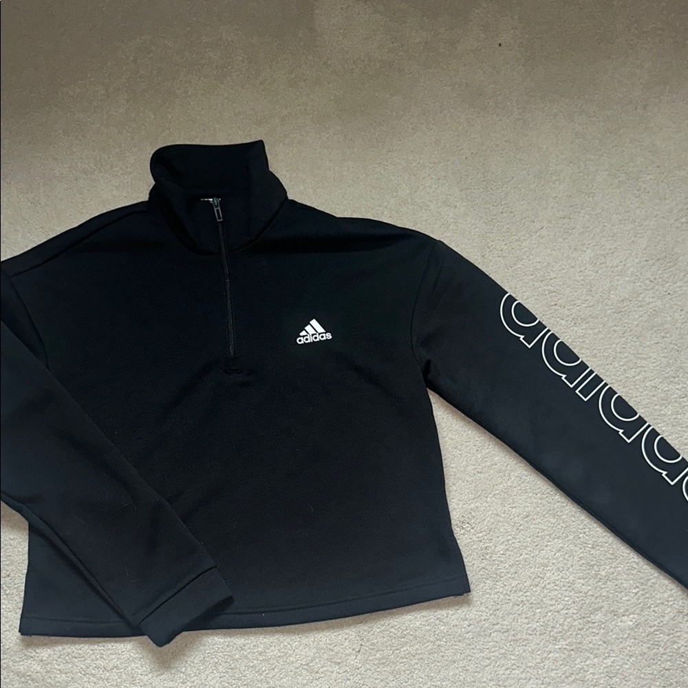 Adidas Black Half-Zip Cropped Sweatshirt